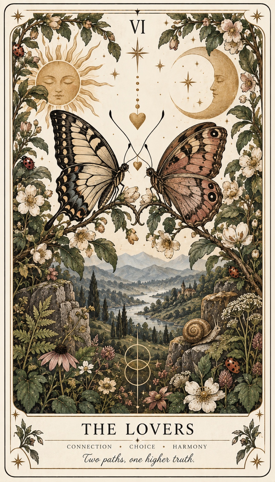 The Lovers, with butterflies and wildflowers